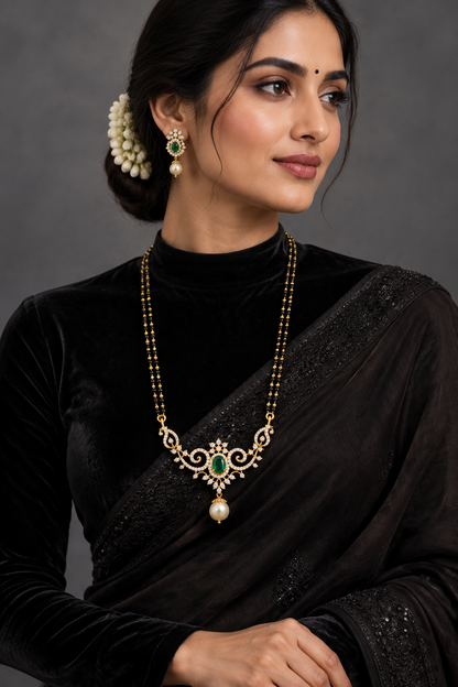 Nalla pusalu black diamonds mangalasutram diamond mangalasutra black bead jewelry indian black diamonds pure silver jewelry indian -SHABURIS