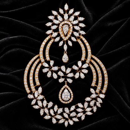 Diamond Pendant indian,South Indian jewelry,Pure silver diamond pendent,swarovski Pendent,Indian Wedding Jewelry -NIHIRA-SHABURIS