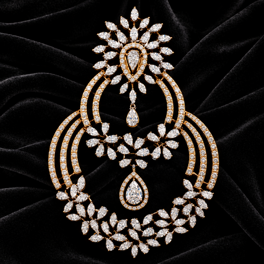 Diamond Pendant indian,South Indian jewelry,Pure silver diamond pendent,swarovski Pendent,Indian Wedding Jewelry -NIHIRA-SHABURIS