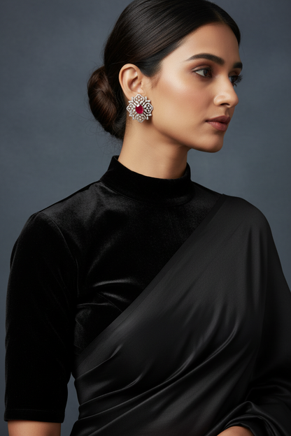 Diamond earring,pure silver jewelry indian jewelry sets indian gold jewelry look a like south indian earrings party wear earrings - SHABURIS