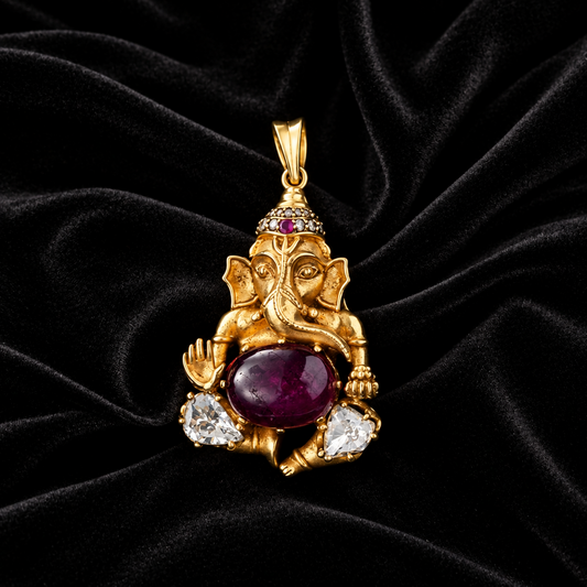 Ganesh pendant silver jewelry antique jewelry temple jewelry collection indian jewelry gifts jewelry sets gold look a like -NIHIRA-SHABURIS