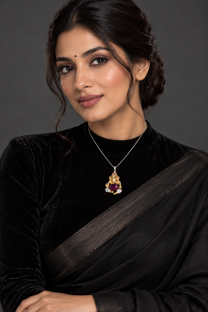 Ganesh pendant silver jewelry antique jewelry temple jewelry collection indian jewelry gifts jewelry sets gold look a like -NIHIRA-SHABURIS