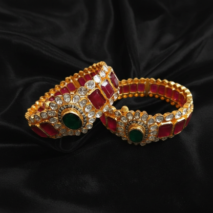 Ruby bangles polki bangles polki jewelry openable kada diamond bangles indian kada bracelet pure silver jewelry indian - NIHIRA - SHABURIS