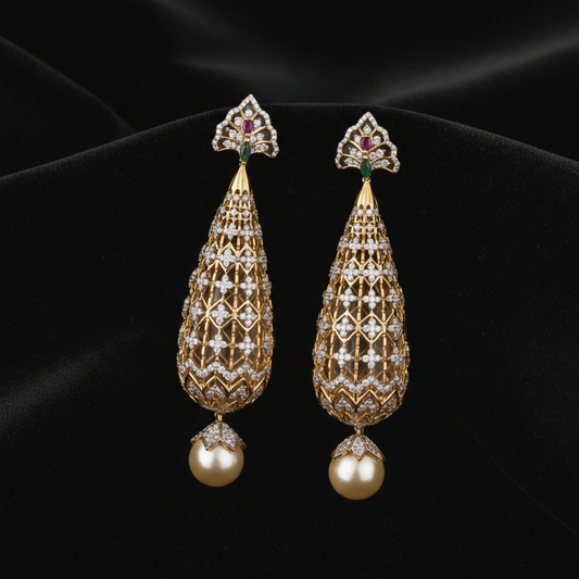 Polki Studs Polki Earrings Cocktail Earrings Diamond Studs Diamond Earrings Simple Studs Pearl Studs 925 Silver Earrings Silver Jewelry - SHABURIS