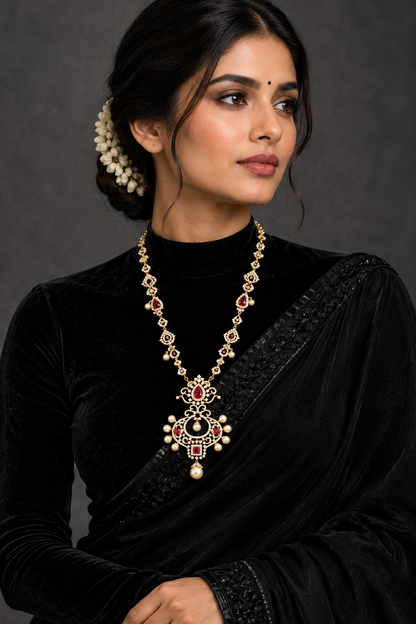 Diamond Pendant indian,South Indian jewelry,Pure silver diamond pendent,swarovski Pendent,Indian Wedding Jewelry -NIHIRA-SHABURIS