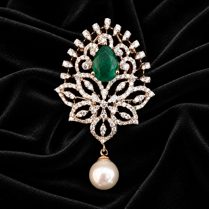 Diamond Pendant indian,South Indian jewelry,Pure silver diamond pendent,swarovski Pendent,Indian Wedding Jewelry -NIHIRA-SHABURIS