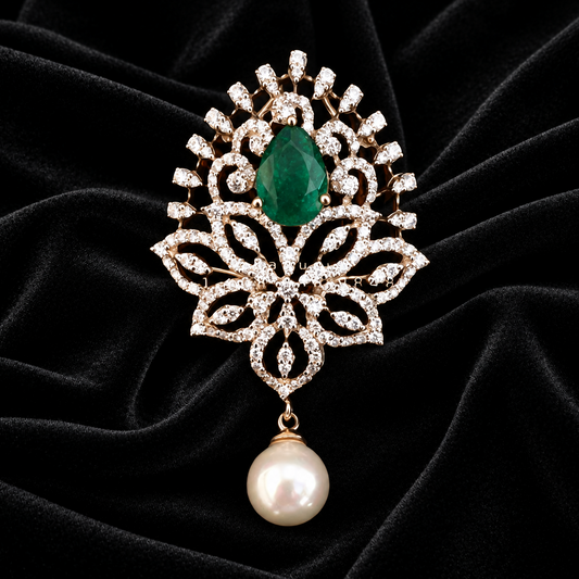 Diamond Pendant indian,South Indian jewelry,Pure silver diamond pendent,swarovski Pendent,Indian Wedding Jewelry -NIHIRA-SHABURIS