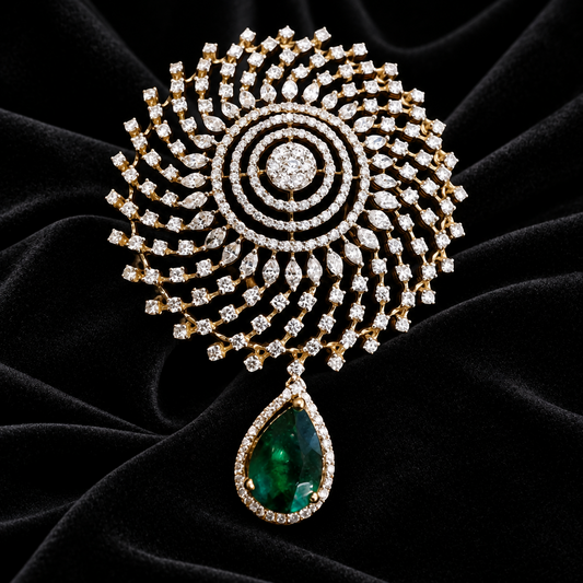 Diamond Pendant indian,South Indian jewelry,Pure silver diamond pendent,swarovski Pendent,Indian Wedding Jewelry -NIHIRA-SHABURIS