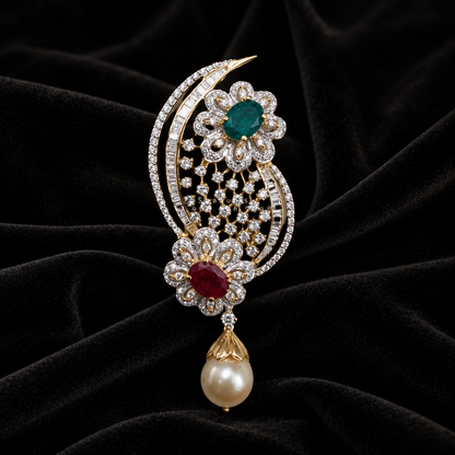 Diamond Pendant indian,South Indian jewelry,Pure silver diamond pendent,swarovski Pendent,Indian Wedding Jewelry -NIHIRA-SHABURIS
