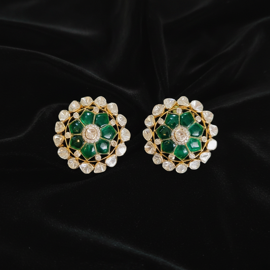 Polki Studs Polki Earrings Cocktail Earrings Diamond Studs Diamond Earrings Simple Studs Pearl Studs 925 Silver Earrings Silver Jewelry - SHABURIS