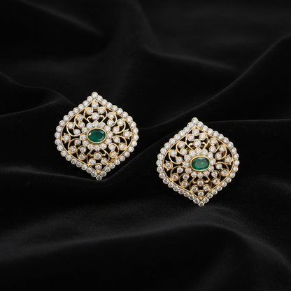 Polki Studs Polki Earrings Cocktail Earrings Diamond Studs Diamond Earrings Simple Studs Pearl Studs 925 Silver Earrings Silver Jewelry - SHABURIS