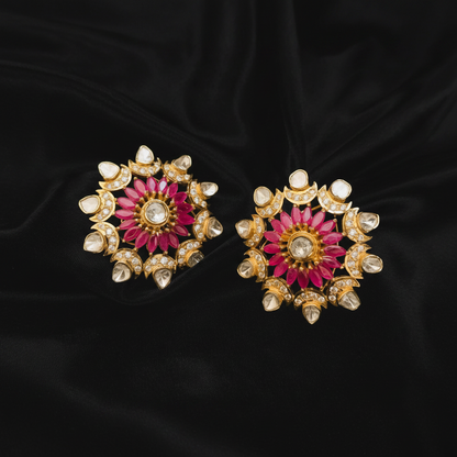 Polki Studs Polki Earrings Cocktail Earrings Diamond Studs Diamond Earrings Simple Studs Pearl Studs 925 Silver Earrings Silver Jewelry - SHABURIS