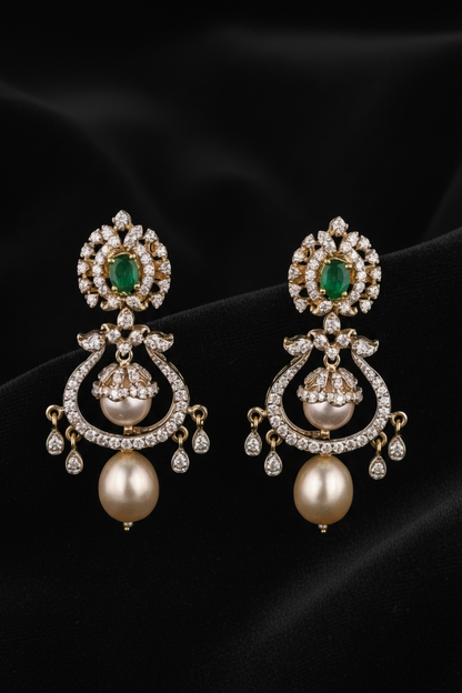 Polki Studs Polki Earrings Cocktail Earrings Diamond Studs Diamond Earrings Simple Studs Pearl Studs 925 Silver Earrings Silver Jewelry - SHABURIS