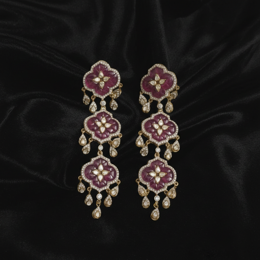 Polki Studs Polki Earrings Cocktail Earrings Diamond Studs Diamond Earrings Simple Studs Pearl Studs 925 Silver Earrings Silver Jewelry - SHABURIS