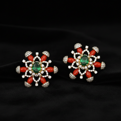 Polki Studs Polki Earrings Cocktail Earrings Diamond Studs Diamond Earrings Simple Studs Pearl Studs 925 Silver Earrings Silver Jewelry - SHABURIS