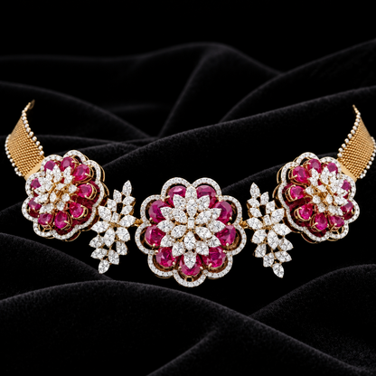 Ruby choker diamond Necklace,small Indian Necklace,Indian Bridal,Indian Jewelry sets kids jewelry NIHIRA-SHABURIS