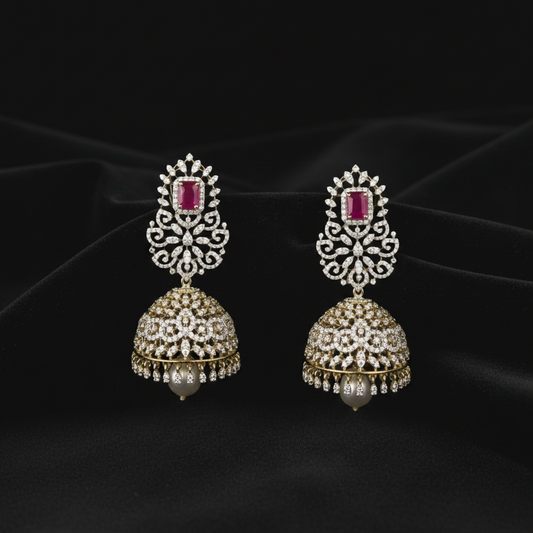 Polki Studs Polki Earrings Cocktail Earrings Diamond Studs Diamond Earrings Simple Studs Pearl Studs 925 Silver Earrings Silver Jewelry - SHABURIS