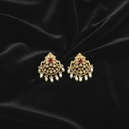 Polki Studs Polki Earrings Cocktail Earrings Diamond Studs Diamond Earrings Simple Studs Pearl Studs 925 Silver Earrings Silver Jewelry - SHABURIS
