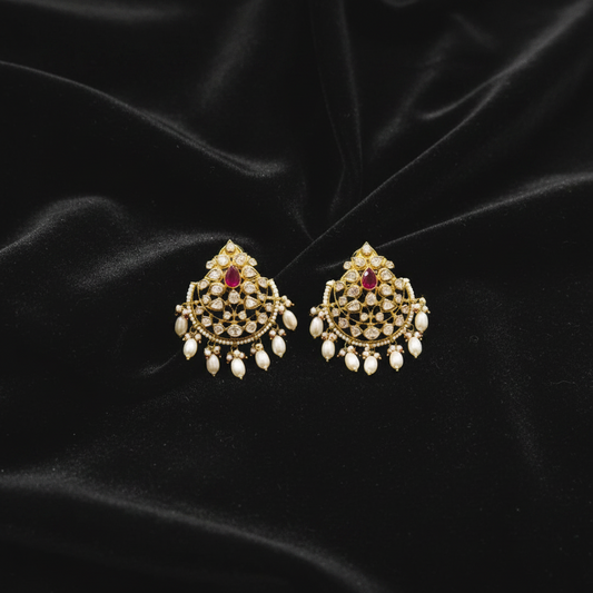 Polki Studs Polki Earrings Cocktail Earrings Diamond Studs Diamond Earrings Simple Studs Pearl Studs 925 Silver Earrings Silver Jewelry - SHABURIS