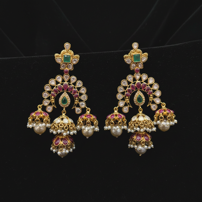 Polki Studs Polki Earrings Cocktail Earrings Diamond Studs Diamond Earrings Simple Studs Pearl Studs 925 Silver Earrings Silver Jewelry - SHABURIS