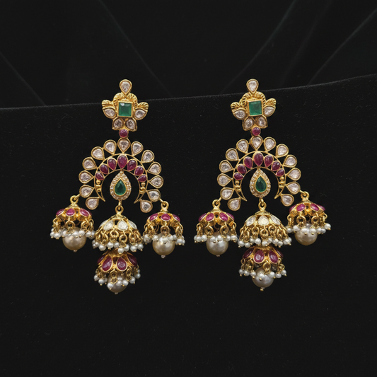 Polki Studs Polki Earrings Cocktail Earrings Diamond Studs Diamond Earrings Simple Studs Pearl Studs 925 Silver Earrings Silver Jewelry - SHABURIS