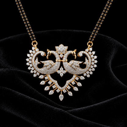 Black diamonds necklace,South Indian Jewelry,Pure silver Mangalsutra pendent,Nallapusalu Pendent,Indian Wedding Jewelry -NIHIRA-SHABURIS