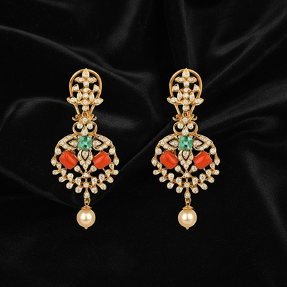 Polki Studs Polki Earrings Cocktail Earrings Diamond Studs Diamond Earrings Simple Studs Pearl Studs 925 Silver Earrings Silver Jewelry - SHABURIS