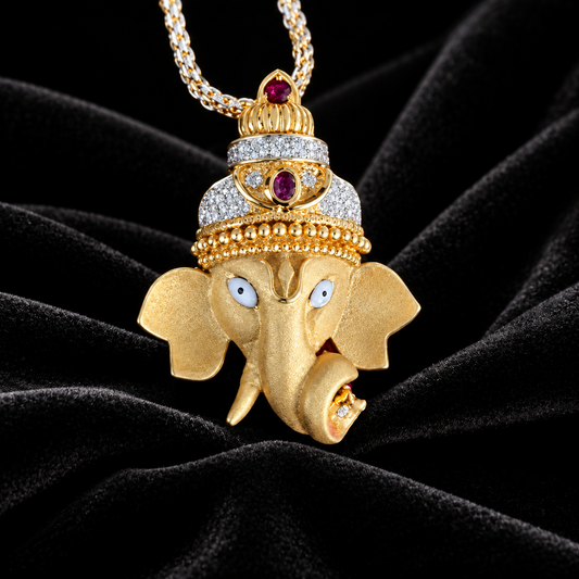 Sterling silver ganesha pendant temple jewelry diamond jewelry look a like gold jewelry designs india office wear jewelry  -SHABURIS