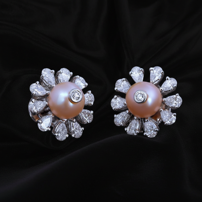 Polki Studs Polki Earrings Cocktail Earrings Diamond Studs Diamond Earrings Simple Studs Pearl Studs 925 Silver Earrings Silver Jewelry - SHABURIS