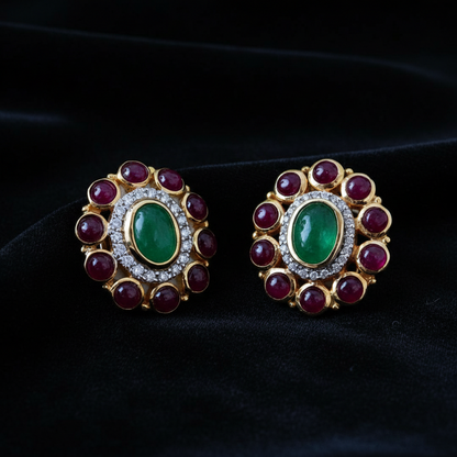 Polki Studs Polki Earrings Cocktail Earrings Diamond Studs Diamond Earrings Simple Studs Pearl Studs 925 Silver Earrings Silver Jewelry - SHABURIS