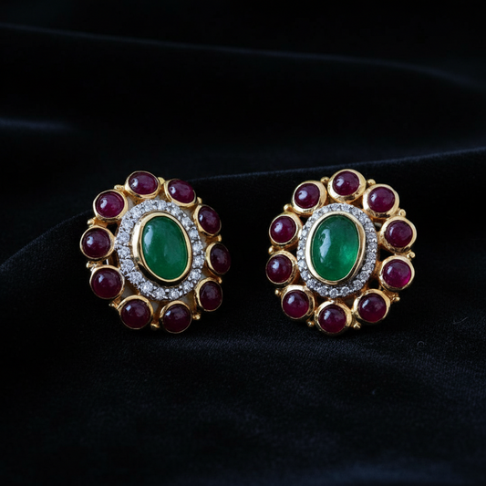 Polki Studs Polki Earrings Cocktail Earrings Diamond Studs Diamond Earrings Simple Studs Pearl Studs 925 Silver Earrings Silver Jewelry - SHABURIS
