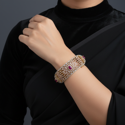 Diamond bangle,Pure Silver jewelry Indian ,ruby bangle, destination Jewelry-indian diamond bangles-SHABURIS