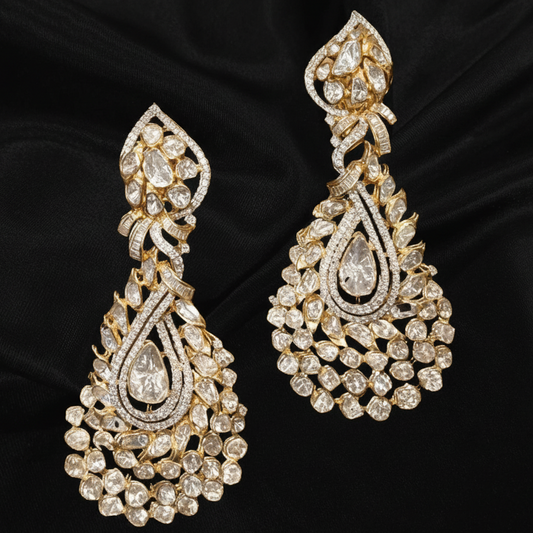 Polki Studs Polki Earrings Cocktail Earrings Diamond Studs Diamond Earrings Simple Studs Pearl Studs 925 Silver Earrings Silver Jewelry - SHABURIS