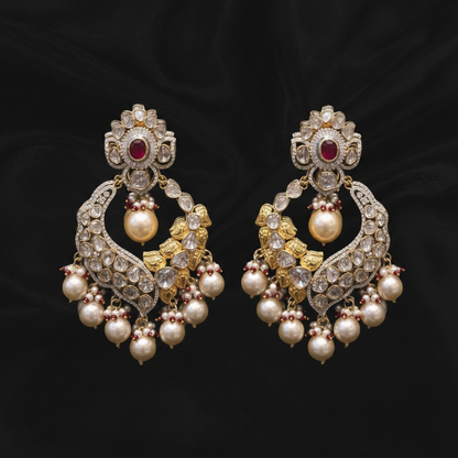 Polki Studs Polki Earrings Cocktail Earrings Diamond Studs Diamond Earrings Simple Studs Pearl Studs 925 Silver Earrings Silver Jewelry - SHABURIS