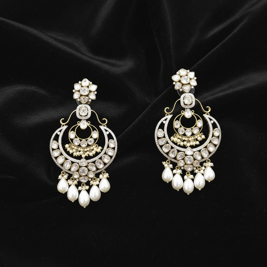 Polki Studs Polki Earrings Cocktail Earrings Diamond Studs Diamond Earrings Simple Studs Pearl Studs 925 Silver Earrings Silver Jewelry - SHABURIS