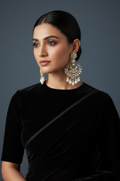 Polki Studs Polki Earrings Cocktail Earrings Diamond Studs Diamond Earrings Simple Studs Pearl Studs 925 Silver Earrings Silver Jewelry - SHABURIS