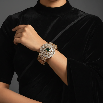 Polki bangle Pure Silver jewelry Indian ,diamond bangles ,Indian gold jewelry designs diamond jewelry look a like  - SHABURIS
