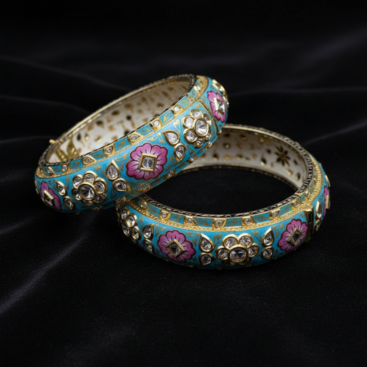 Menakari bangle Pure Silver jewelry Indian ,diamond bangles ,Indian gold jewelry designs diamond jewelry look a like  - SHABURIS