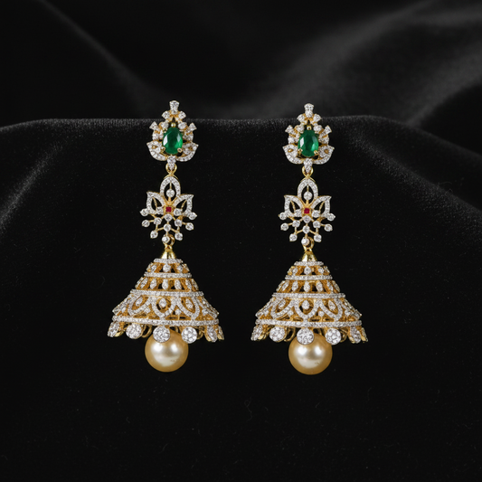 Polki Studs Polki Earrings Cocktail Earrings Diamond Studs Diamond Earrings Simple Studs Pearl Studs 925 Silver Earrings Silver Jewelry - SHABURIS