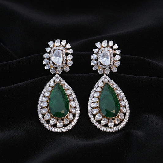 Polki Studs Polki Earrings Cocktail Earrings Diamond Studs Diamond Earrings Simple Studs Pearl Studs 925 Silver Earrings Silver Jewelry - SHABURIS