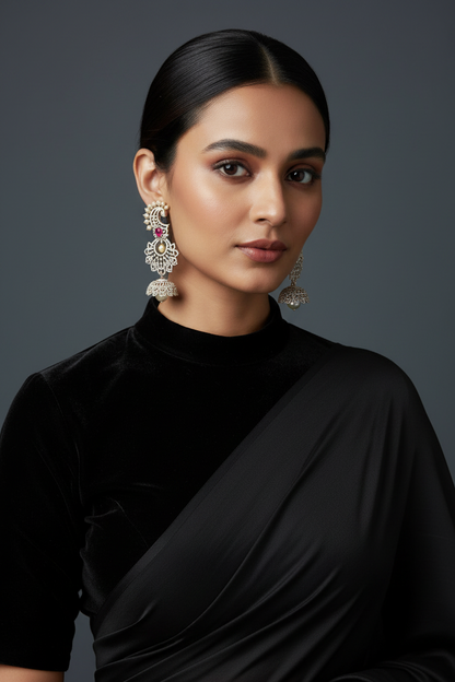 Polki Studs Polki Earrings Cocktail Earrings Diamond Studs Diamond Earrings Simple Studs Pearl Studs 925 Silver Earrings Silver Jewelry - SHABURIS