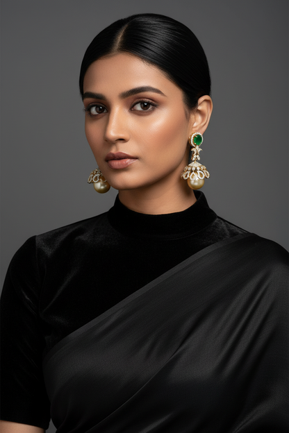 Polki Studs Polki Earrings Cocktail Earrings Diamond Studs Diamond Earrings Simple Studs Pearl Studs 925 Silver Earrings Silver Jewelry - SHABURIS
