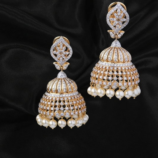 Polki Studs Polki Earrings Cocktail Earrings Diamond Studs Diamond Earrings Simple Studs Pearl Studs 925 Silver Earrings Silver Jewelry - SHABURIS