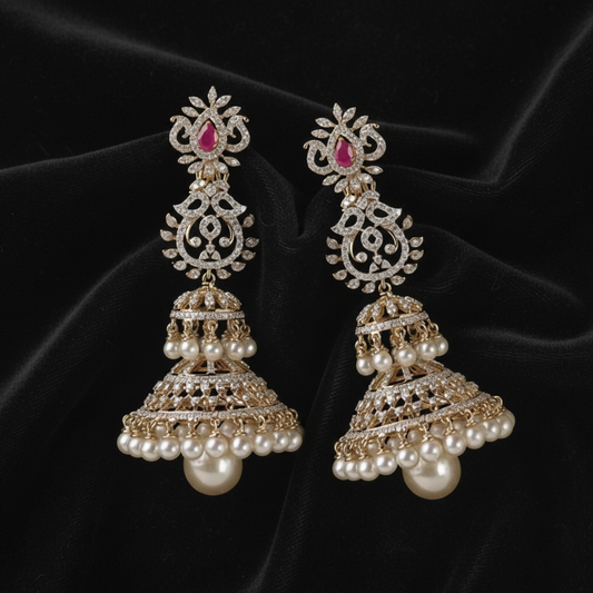 Polki Studs Polki Earrings Cocktail Earrings Diamond Studs Diamond Earrings Simple Studs Pearl Studs 925 Silver Earrings Silver Jewelry - SHABURIS