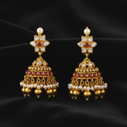 Polki Studs Polki Earrings Cocktail Earrings Diamond Studs Diamond Earrings Simple Studs Pearl Studs 925 Silver Earrings Silver Jewelry - SHABURIS