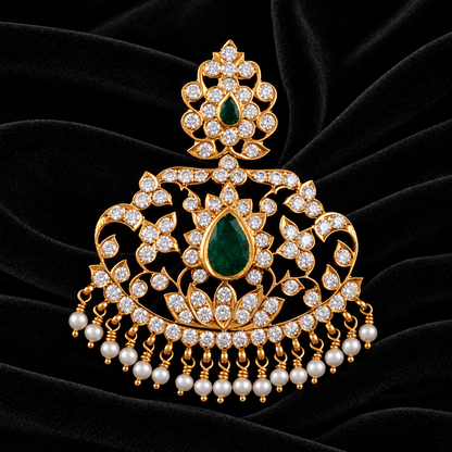 Latest Indian Jewelry,South Indian Jewellery,Pure silver diamond pendent,Swaroski Pendent,Indian Wedding Jewelry -NIHIRA-SHABURIS