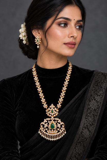 Latest Indian Jewelry,South Indian Jewellery,Pure silver diamond pendent,Swaroski Pendent,Indian Wedding Jewelry -NIHIRA-SHABURIS