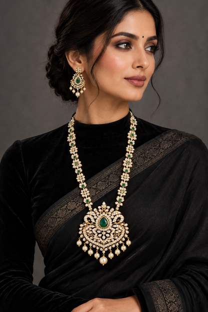 Latest Indian Jewelry,South Indian Jewellery,Pure silver diamond pendent,Swaroski Pendent,Indian Wedding Jewelry -NIHIRA-SHABURIS