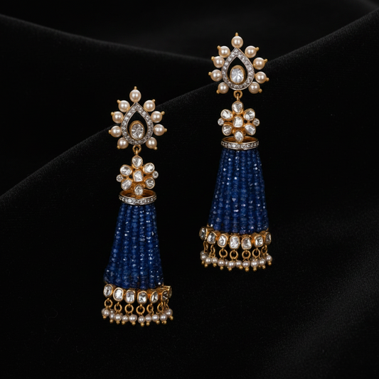 Polki Studs Polki Earrings Cocktail Earrings Diamond Studs Diamond Earrings Simple Studs Pearl Studs 925 Silver Earrings Silver Jewelry - SHABURIS