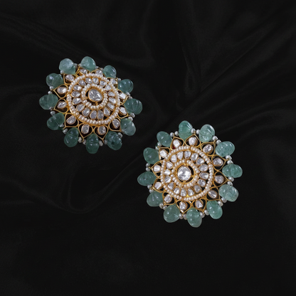 Polki Studs Polki Earrings Cocktail Earrings Diamond Studs Diamond Earrings Simple Studs Pearl Studs 925 Silver Earrings Silver Jewelry - SHABURIS